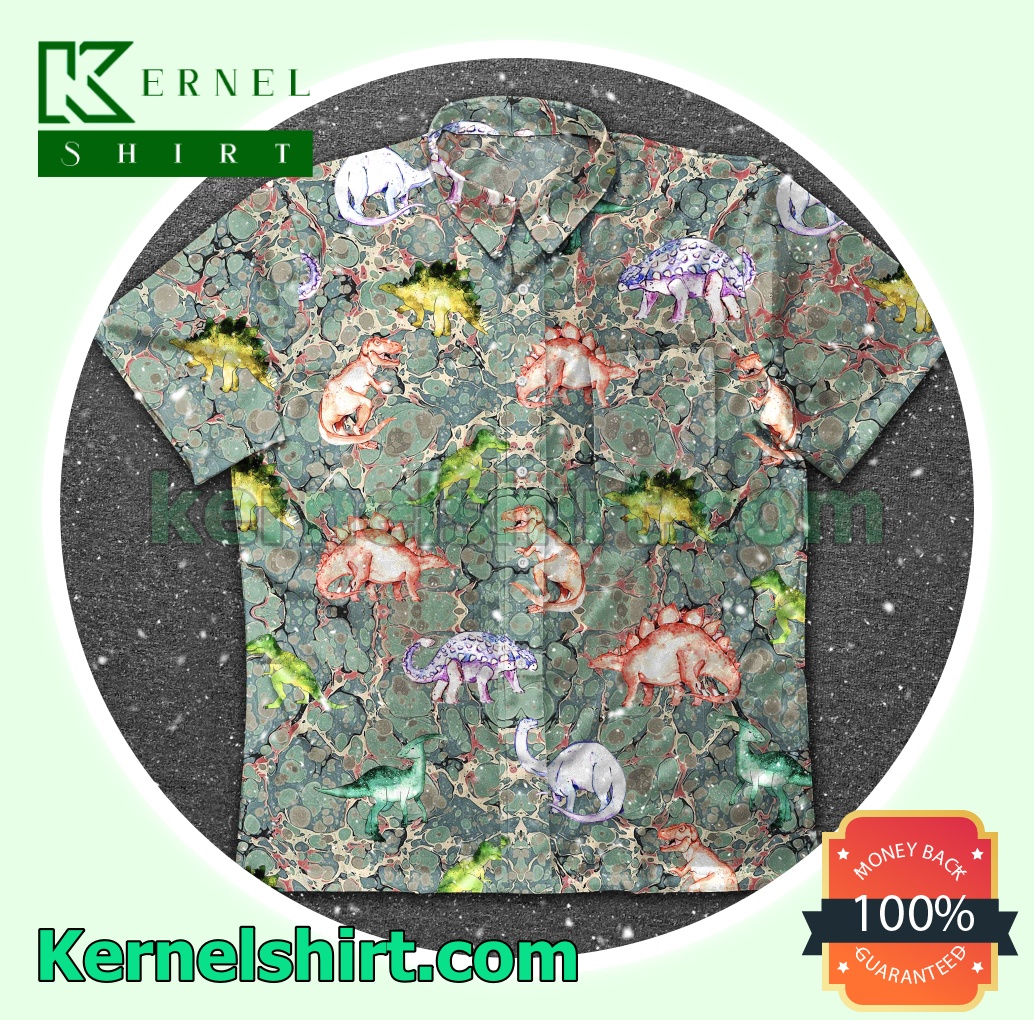 Cute Colored Variety Of Dinosaurs Beach Shirts