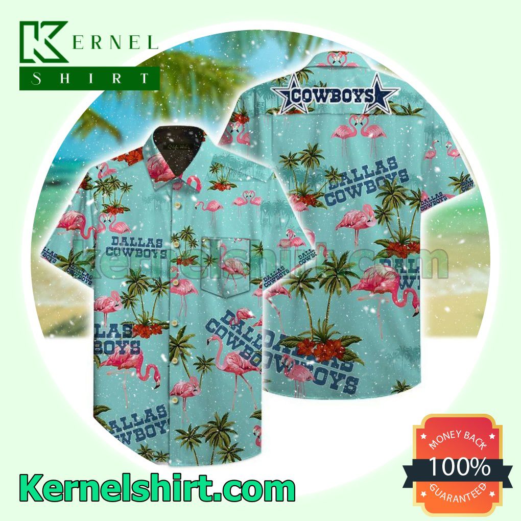 Dallas Cowboys Flamingo Palm Tree Beach Shirt