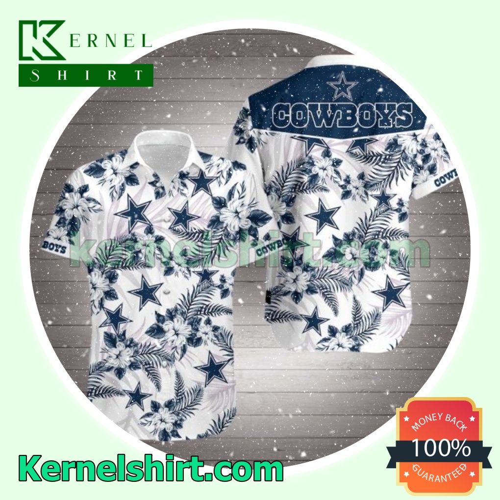 Dallas Cowboys Tropical Pattern White Beach Shirts