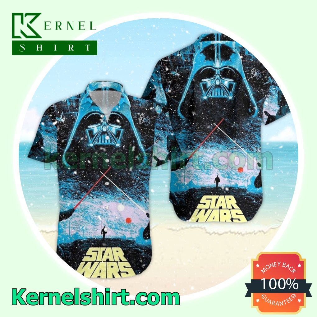 Darth Vader Star Wars Galaxy Black Blue Aloha Beach Hawaiian Shirt