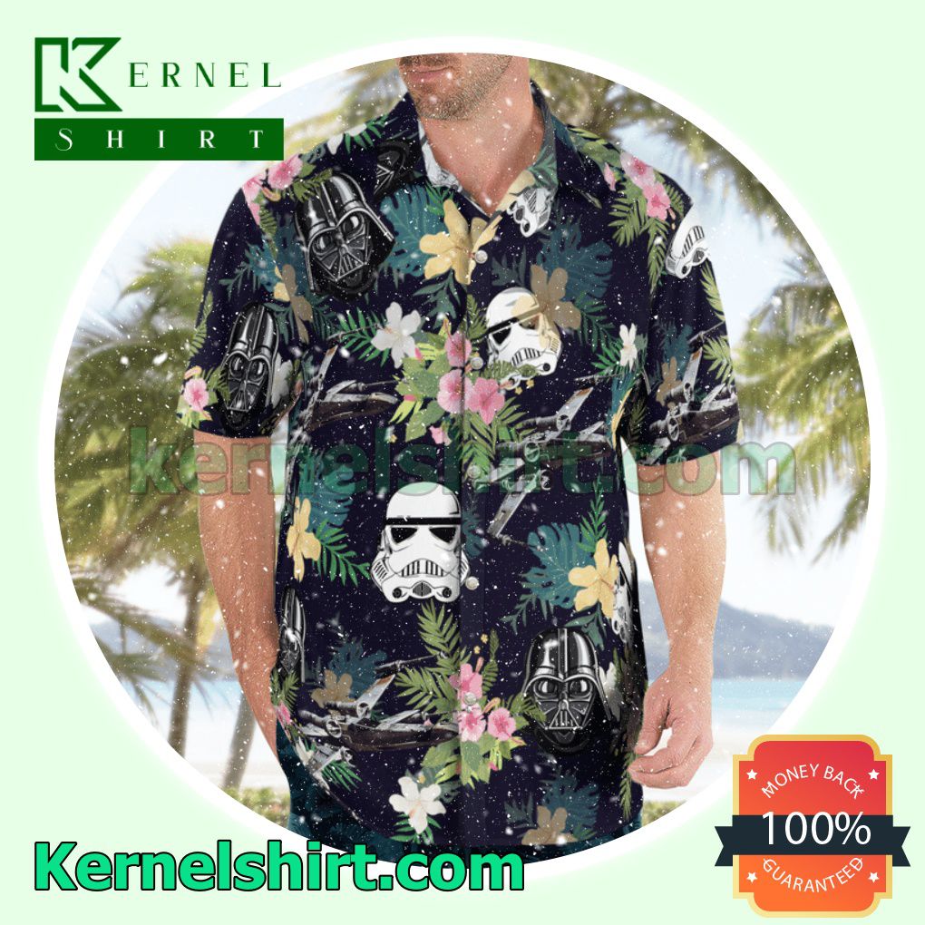 Darth Vader Stormtrooper Helmet Tropical Pattern Beach Shirts c