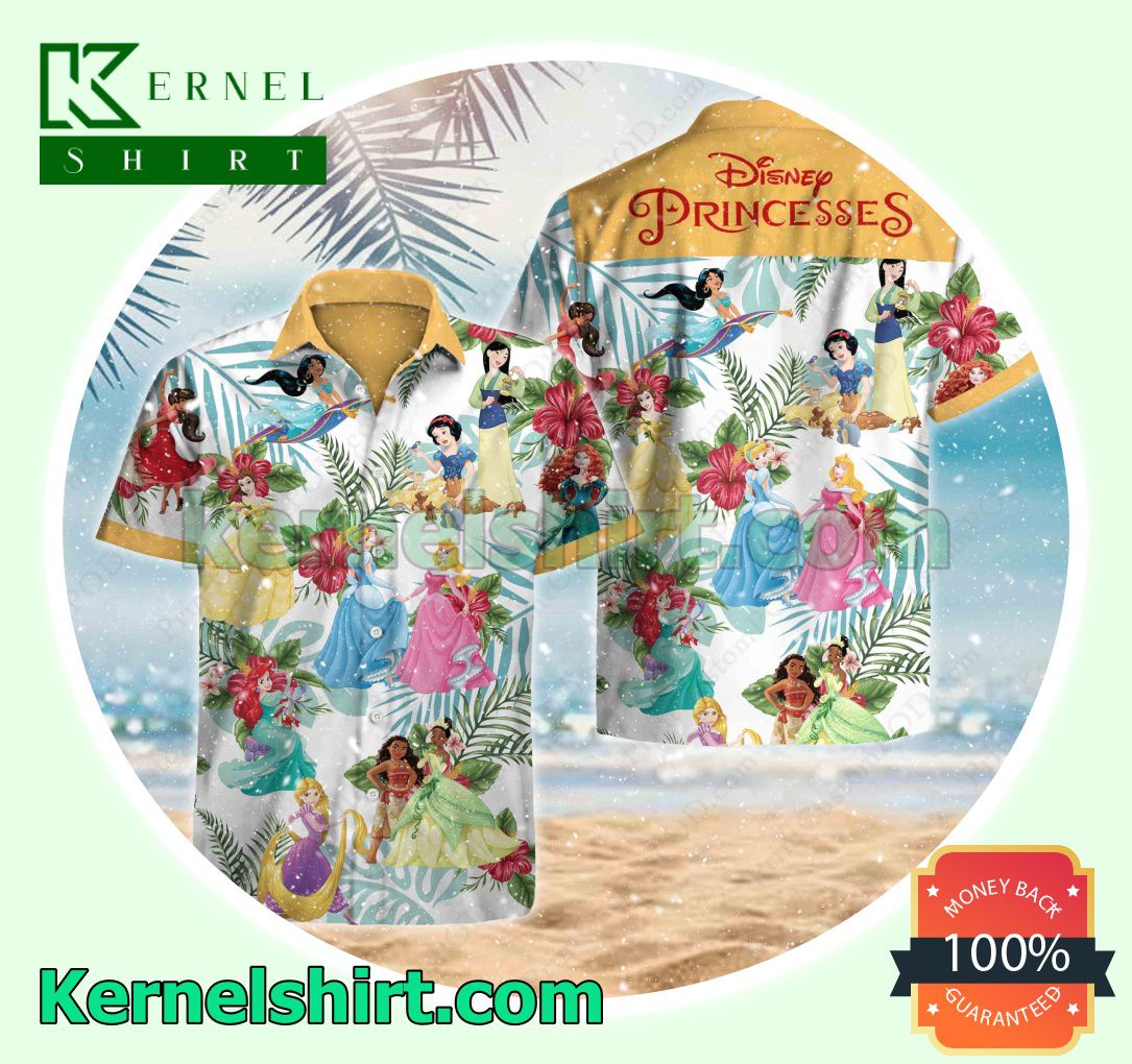 Disney Princess Tropical Hibiscus Palm Leaf Beach Shirts