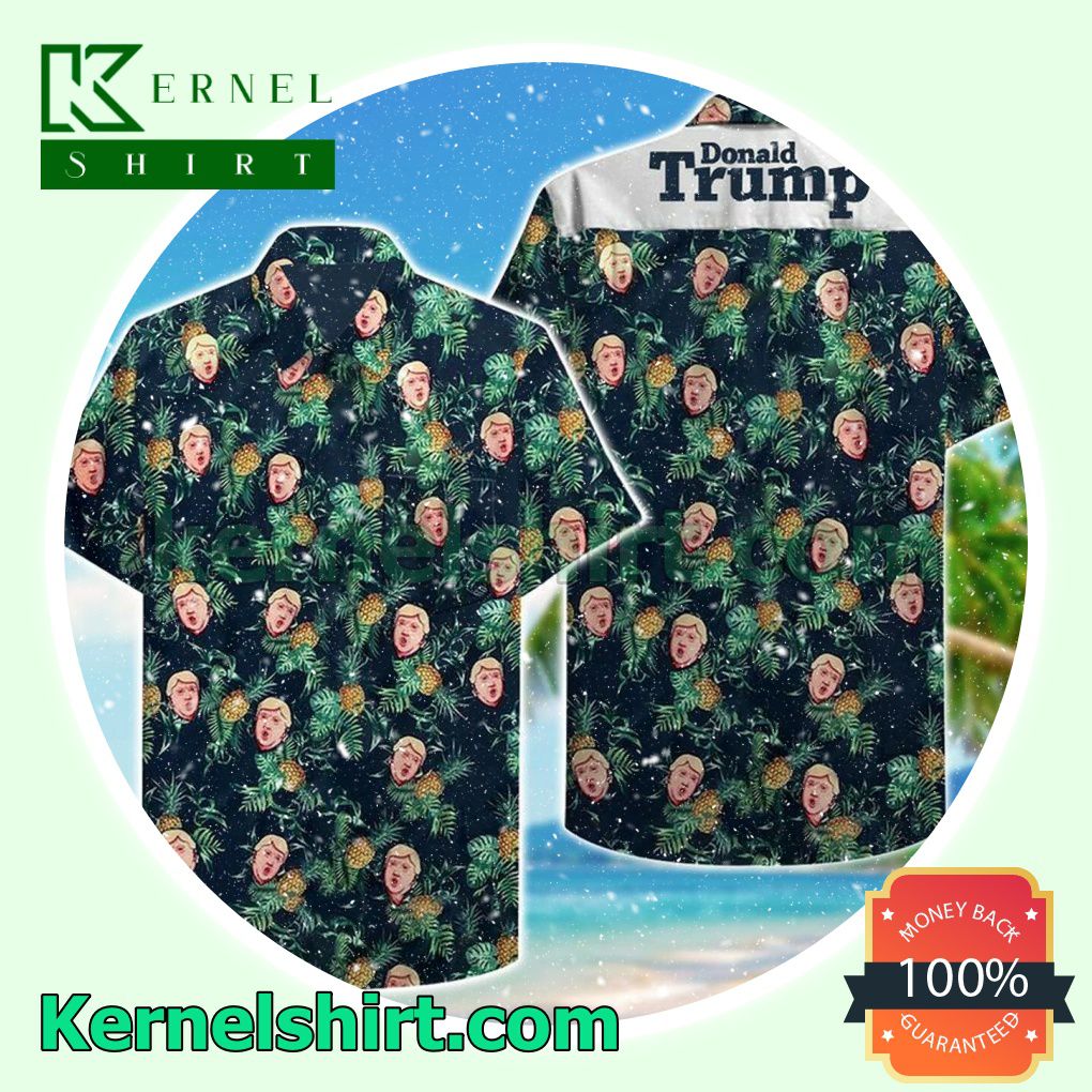 Donald Trump Pineapple Leaf Print Beach Shirt