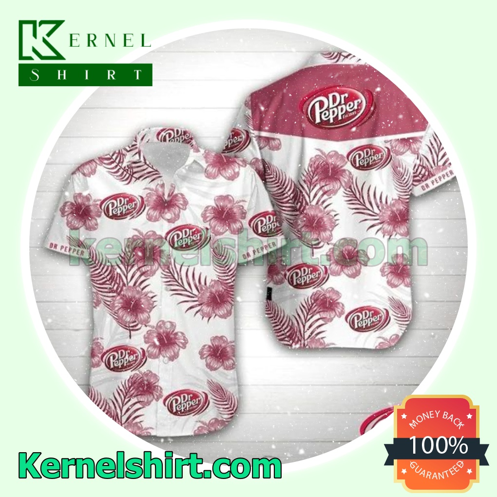 Dr Pepper Pink Hibiscus White Beach Shirts