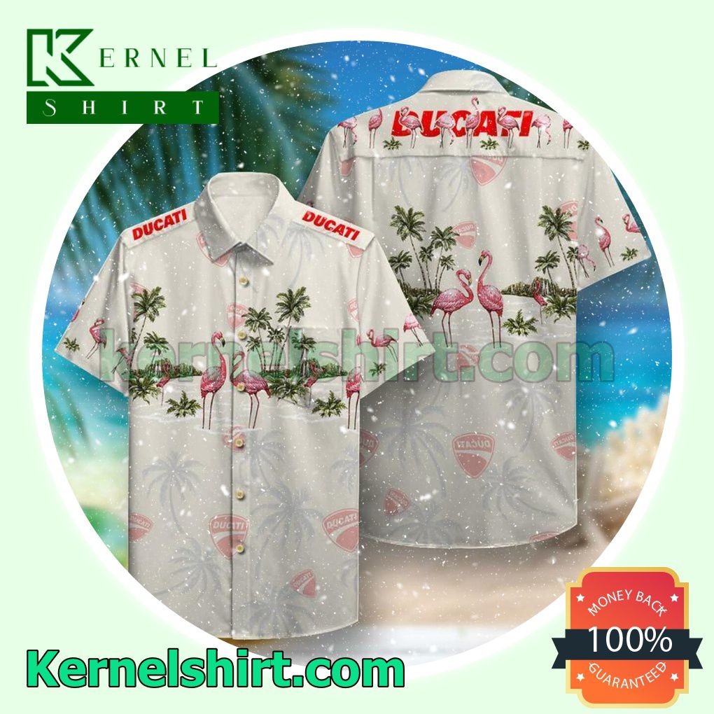 Ducati Flamingo Palm Tree Island Beach Shirt