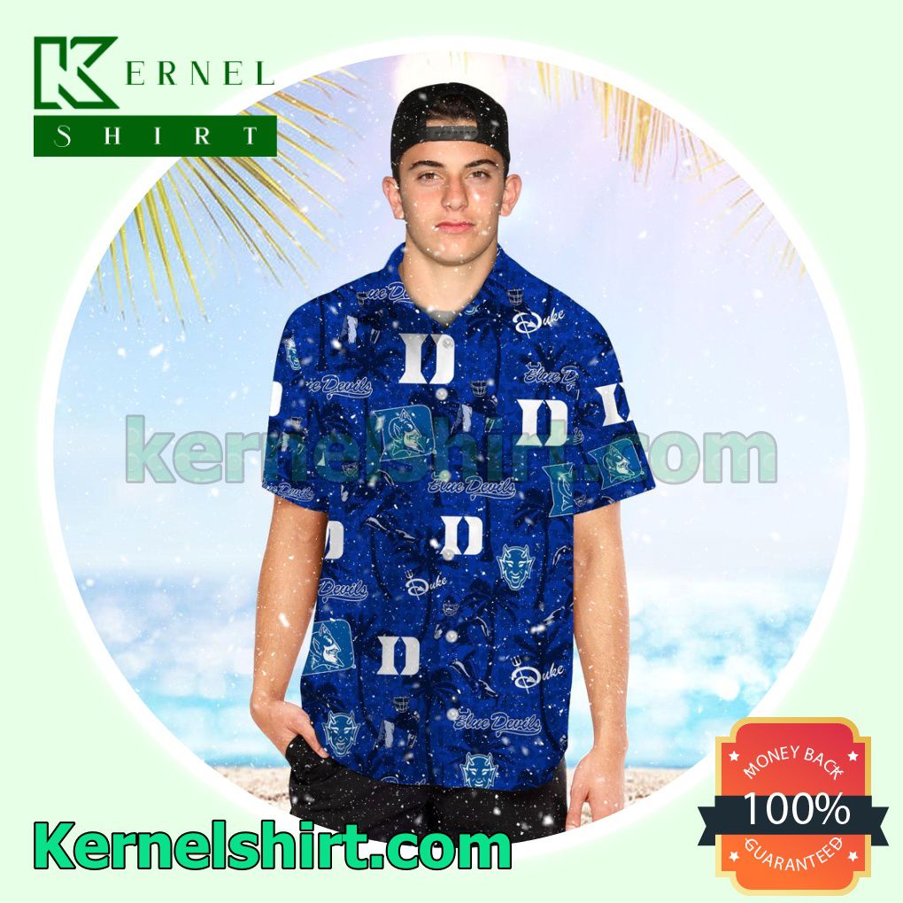 Duke Blue Devils Tropical Coconut Tree Summer Hawaiian Shirt