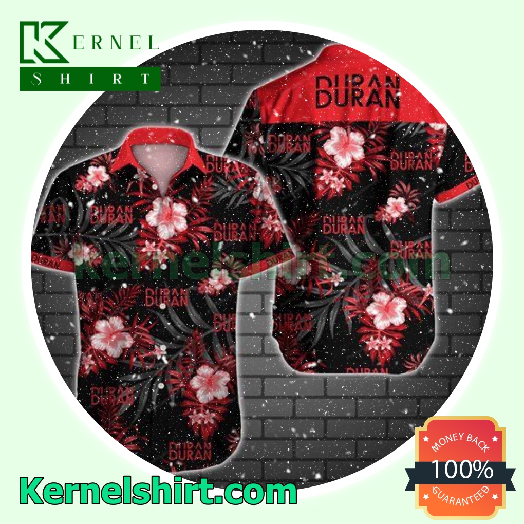 Duran Duran Red Tropical Floral Black Beach Shirts