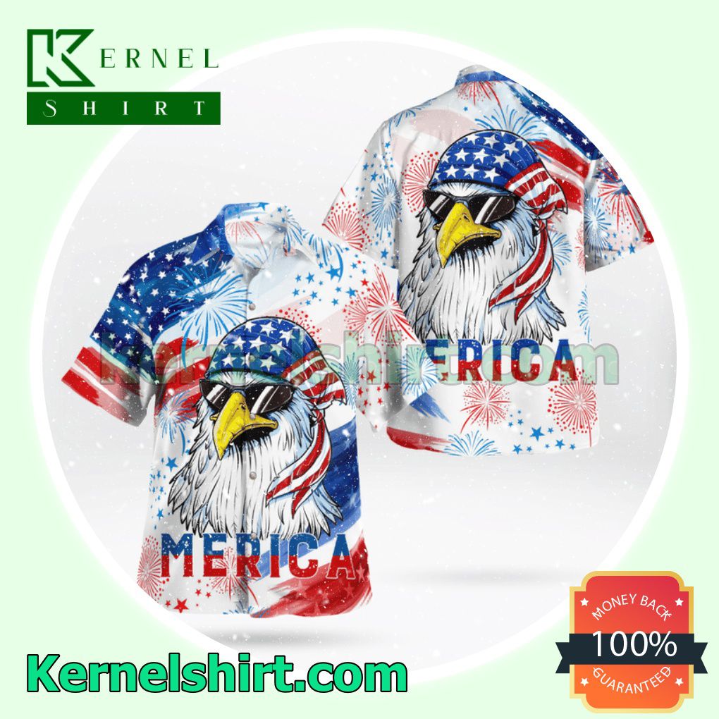 Eagle Merica Happy Independence Day Beach Shirts
