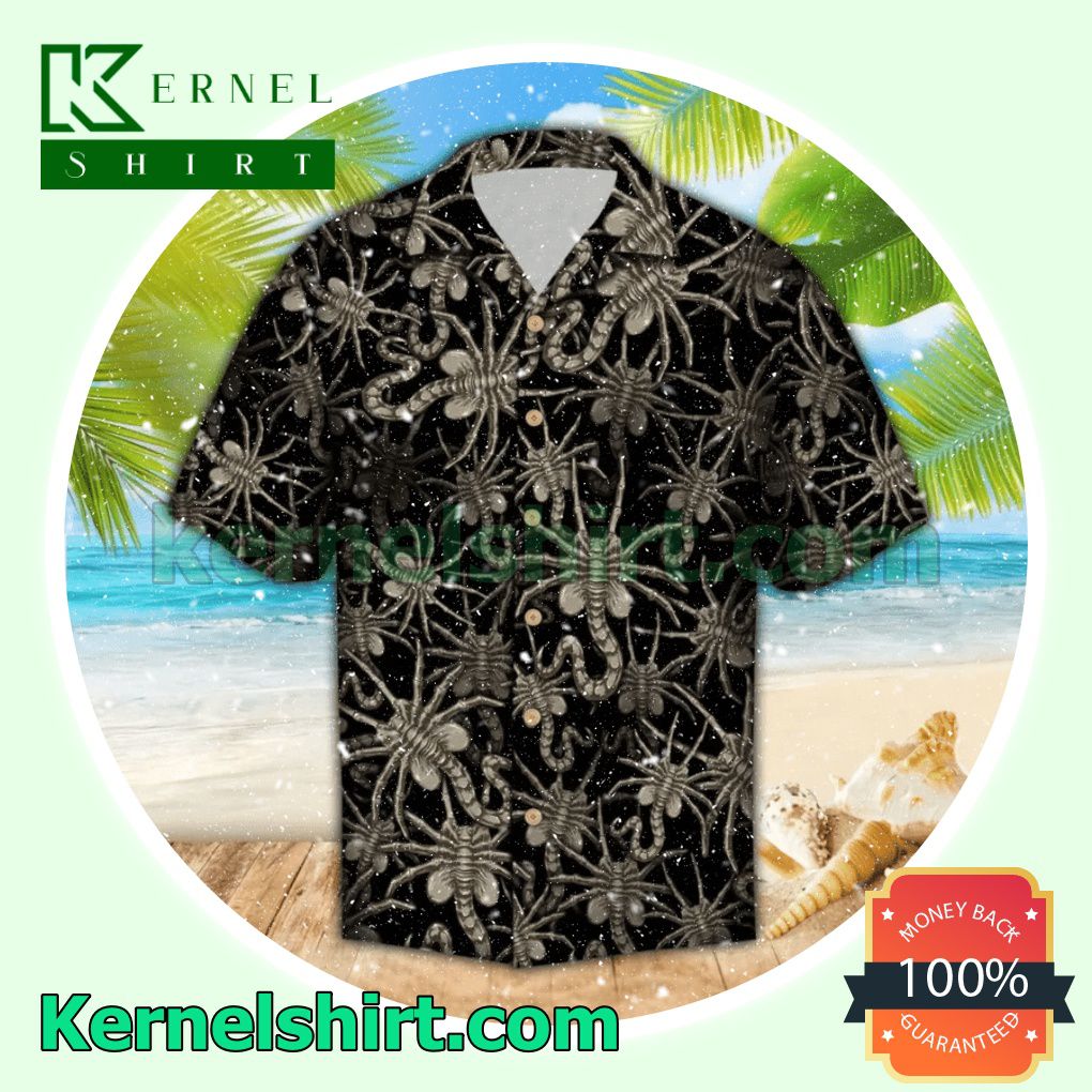 Face Hugger Alien Aloha Beach Hawaiian Shirt