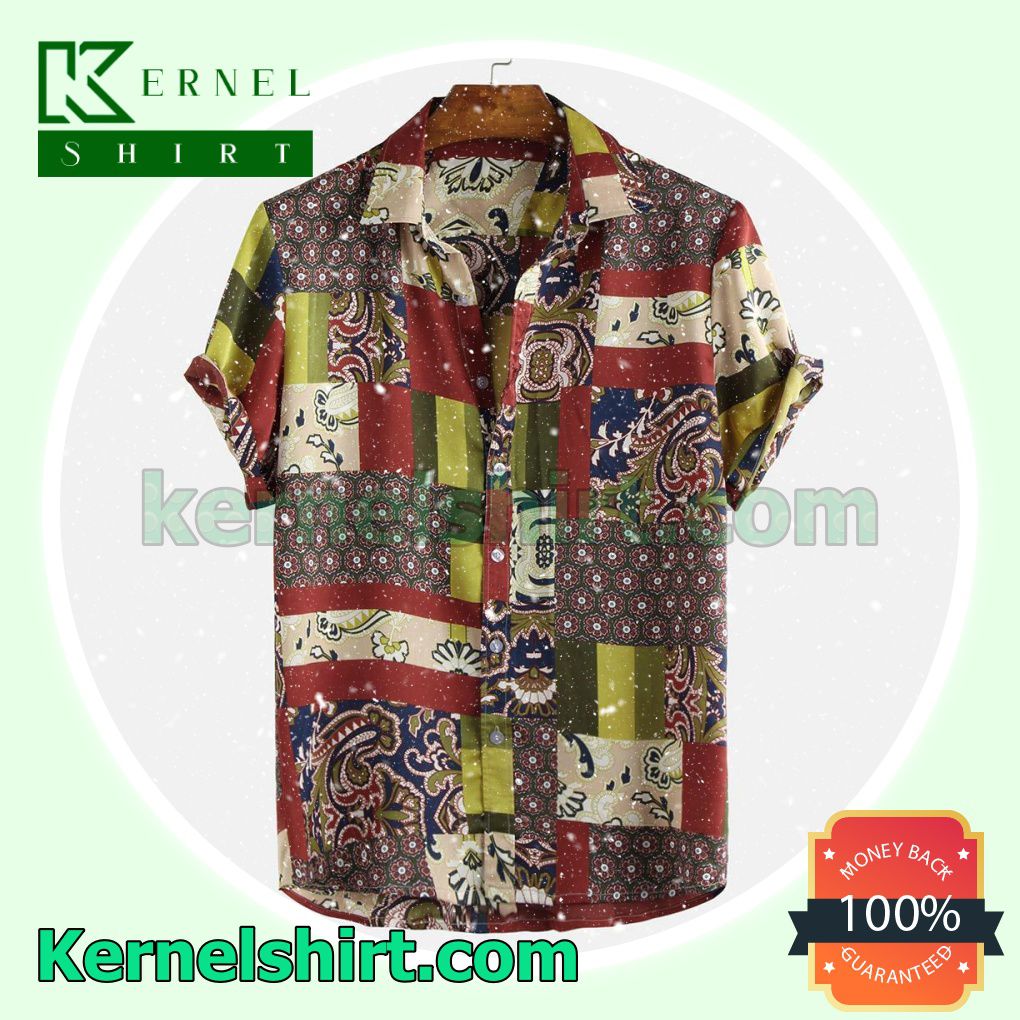 Fashion Colorful Leaf Printed Ethnic Beach Shirts