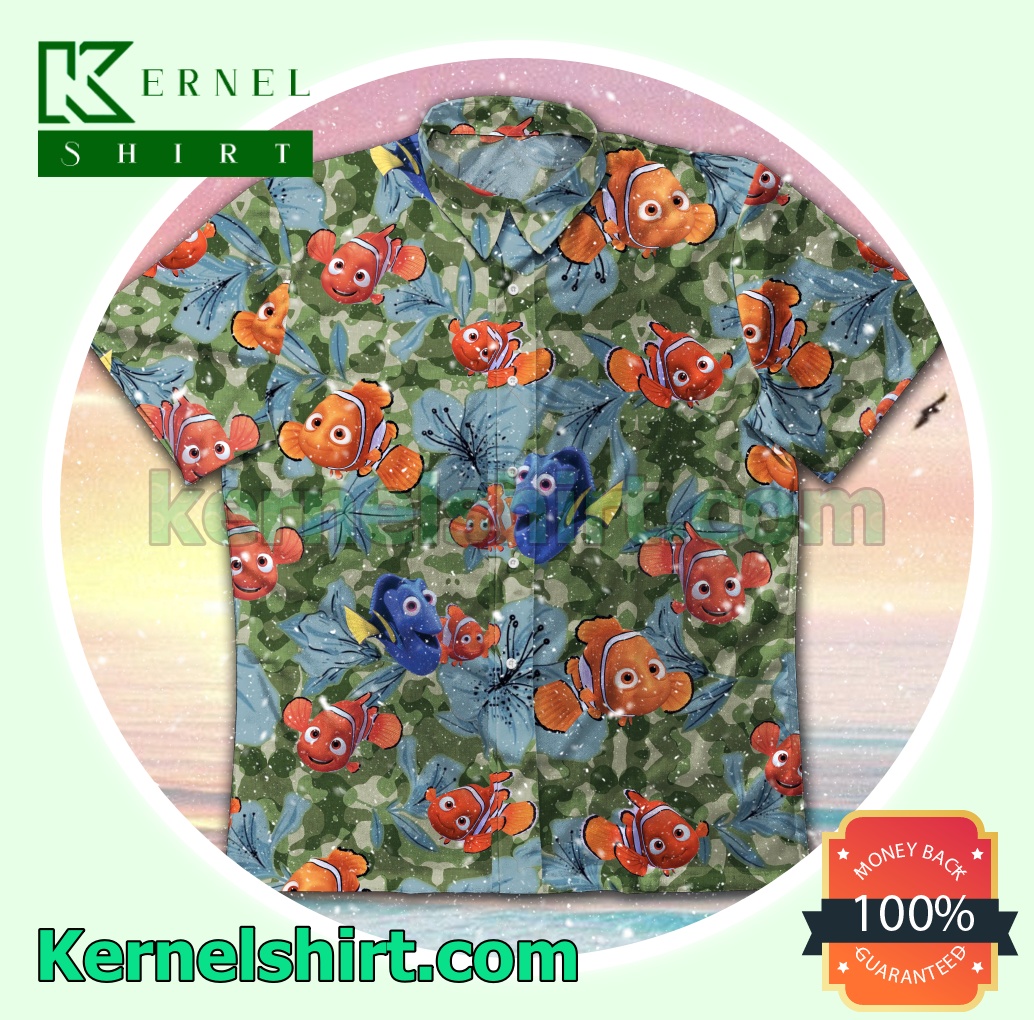 Finding Nemo Blue Flower Green Camo Beach Shirts