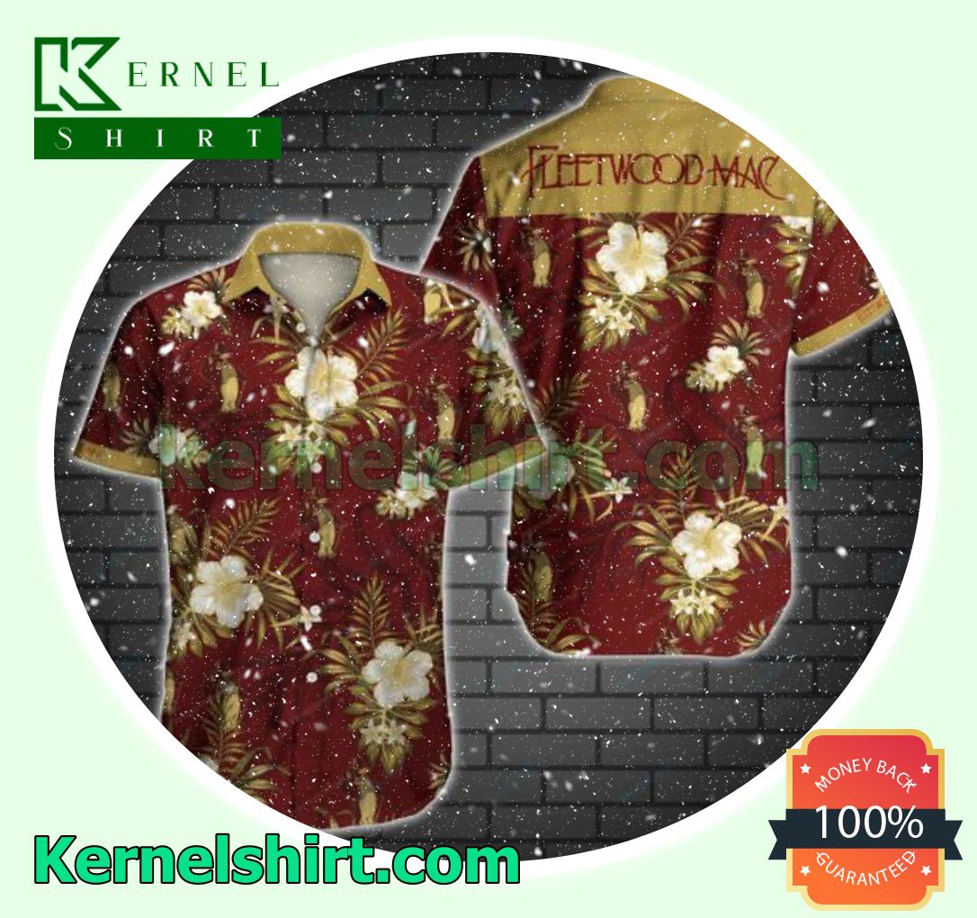 Fleetwood Mac Yellow Tropical Floral Red Beach Shirts