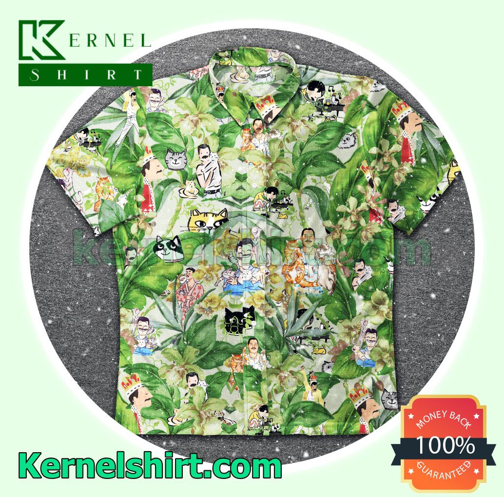 Freddie Mercury With Cats Orchid Flower Beach Shirt