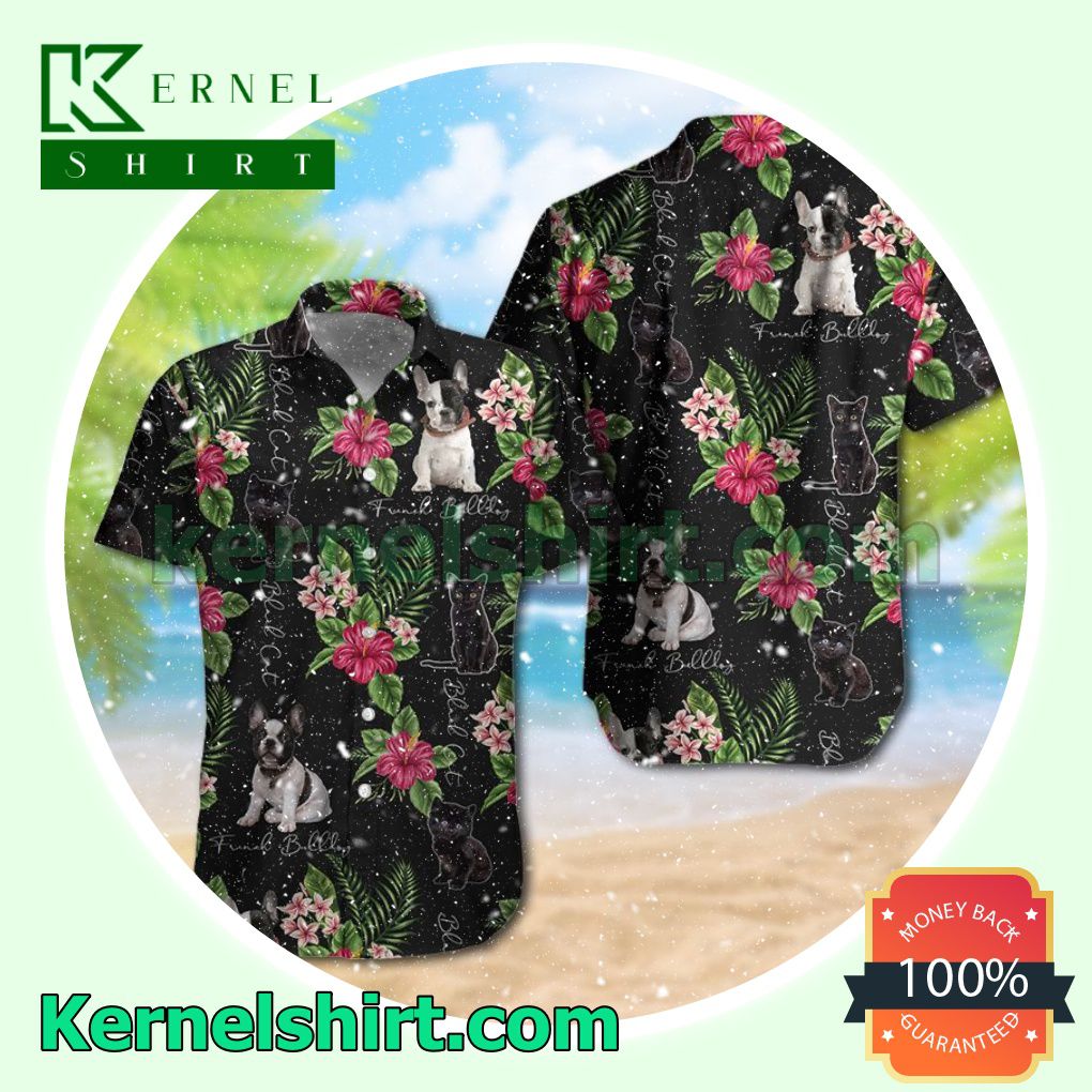 French Bulldog Black Cat Summer Hawaiian Shirt