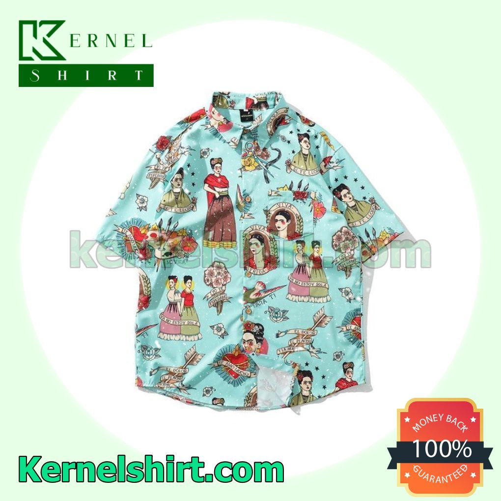 Frida Kahlo Print Beach Shirts