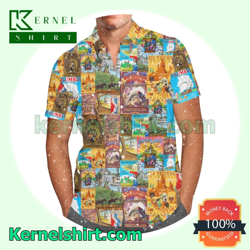 Frontierland Disney Cartoon Graphics Aloha Beach Hawaiian Shirt