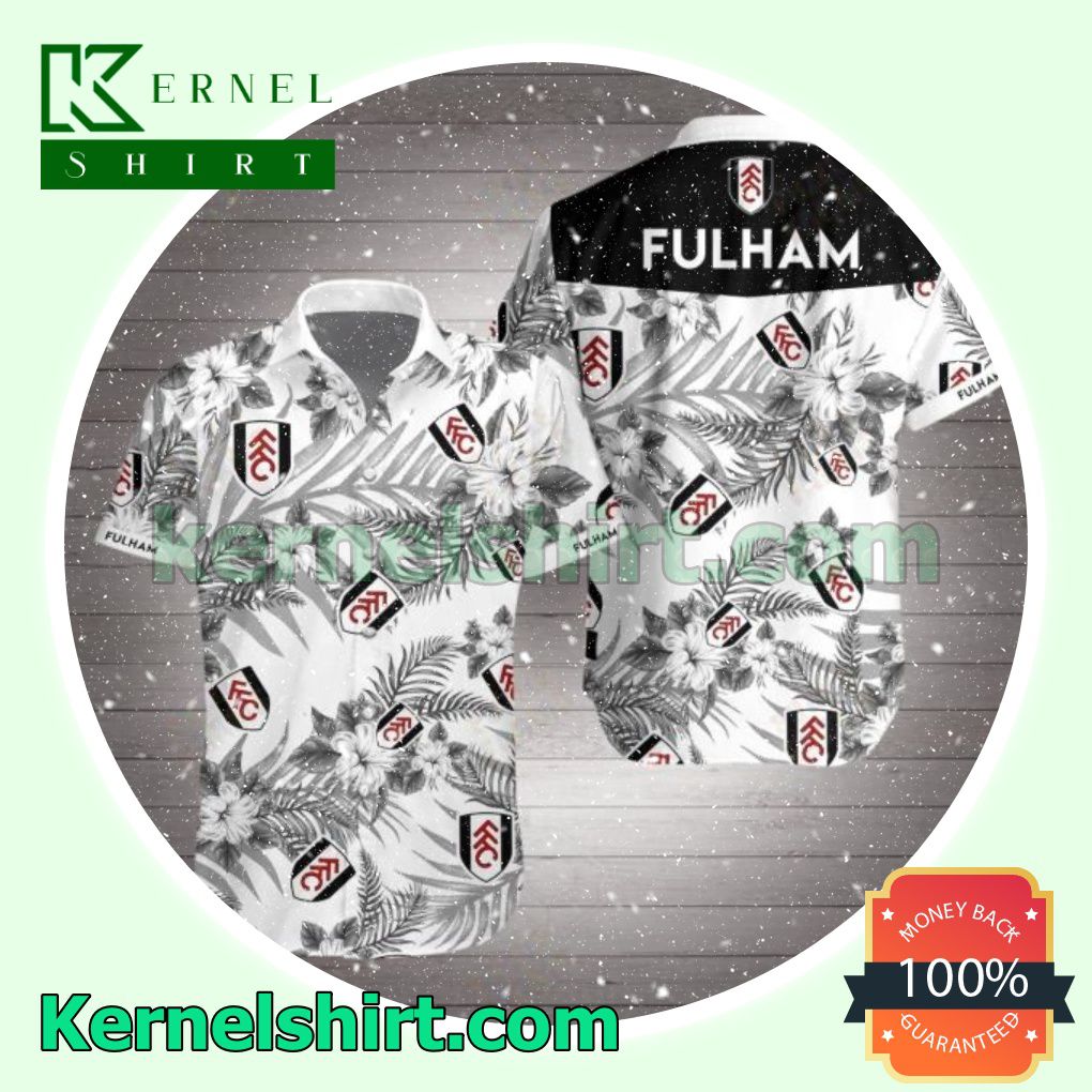 Fulham Black Tropical Floral White Beach Shirts