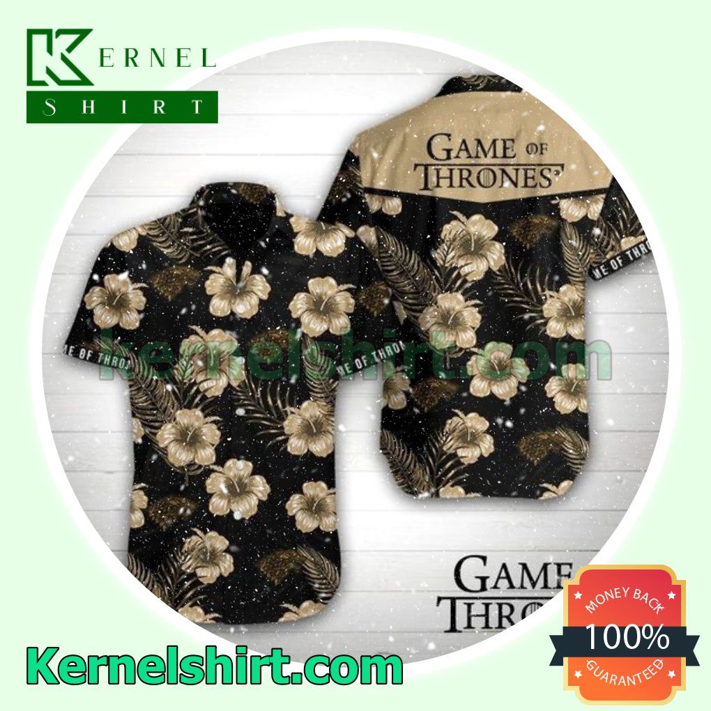 Game Of Thrones Brown Hibiscus Black Beach Shirts