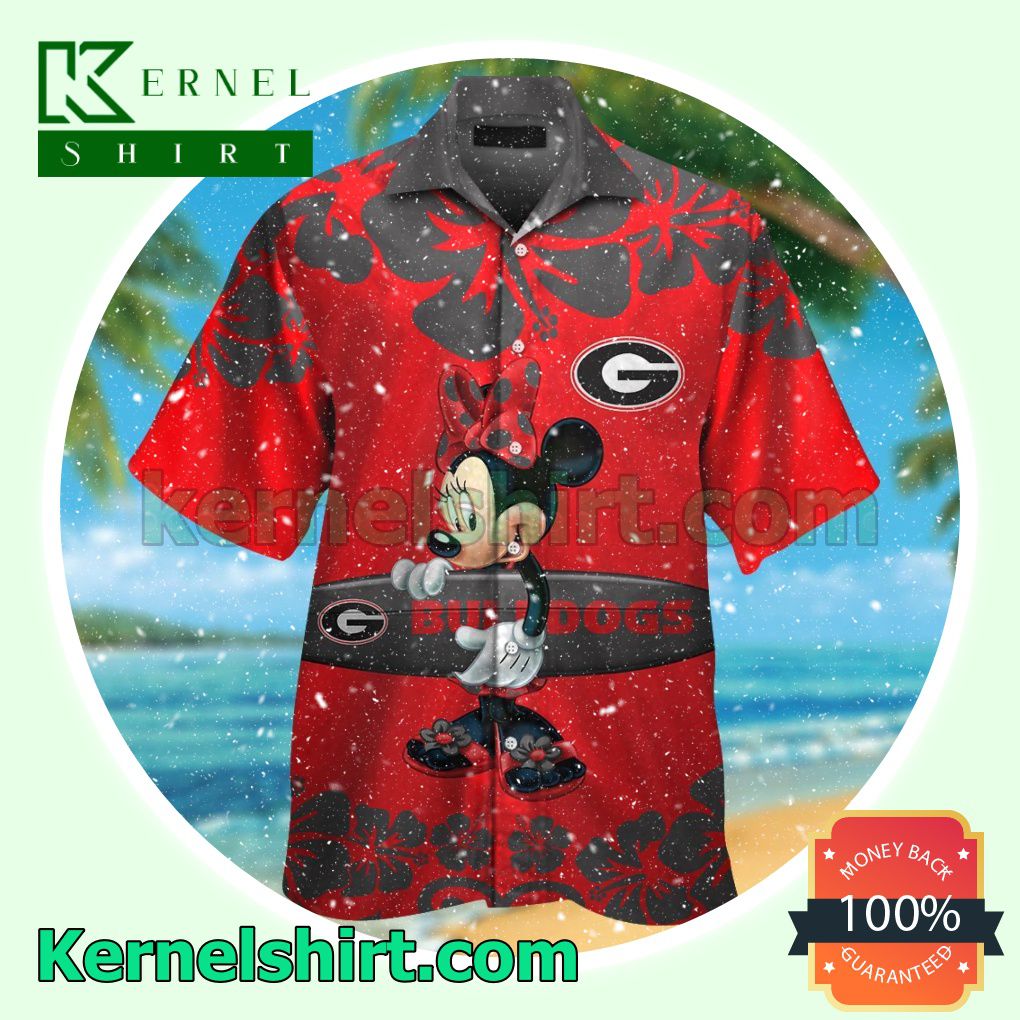 Georgia Bulldogs & Minnie Mouse Summer Hawaiian Shirt