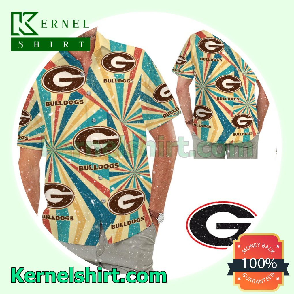 Georgia Bulldogs Retro Vintage Style Summer Hawaiian Shirt