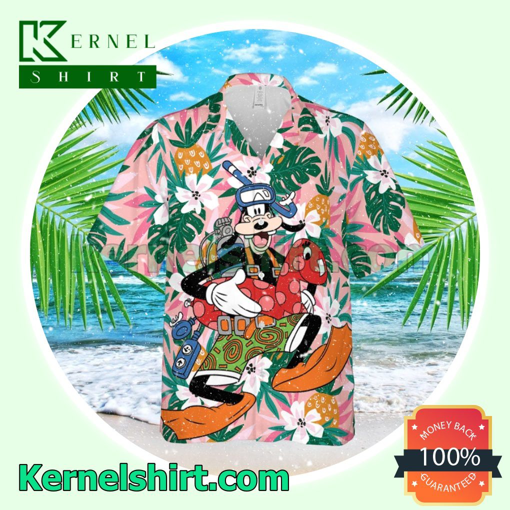 Goofy Dog The Diver Disney Cartoon Graphics Aloha Beach Hawaiian Shirt