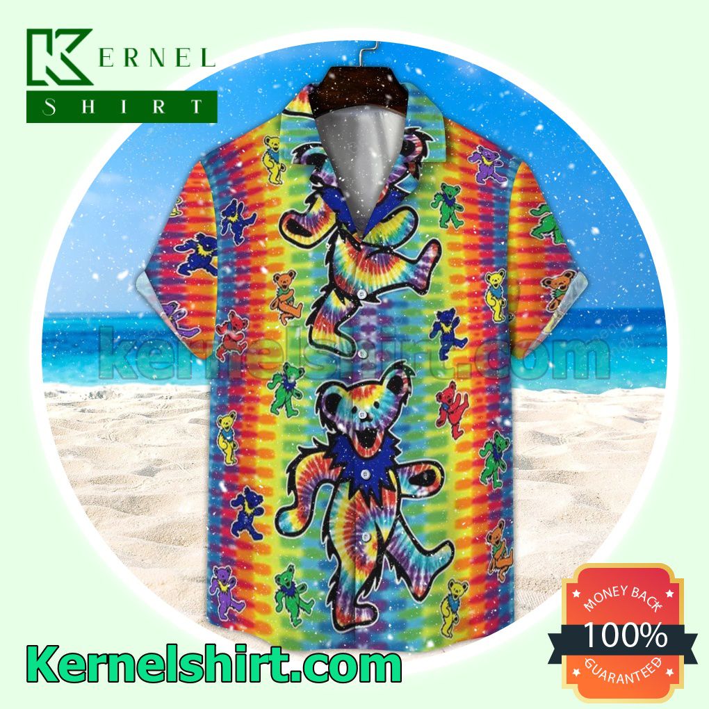 Grateful Dead Bears Vertical Tiedye Unisex Aloha Beach Hawaiian Shirt
