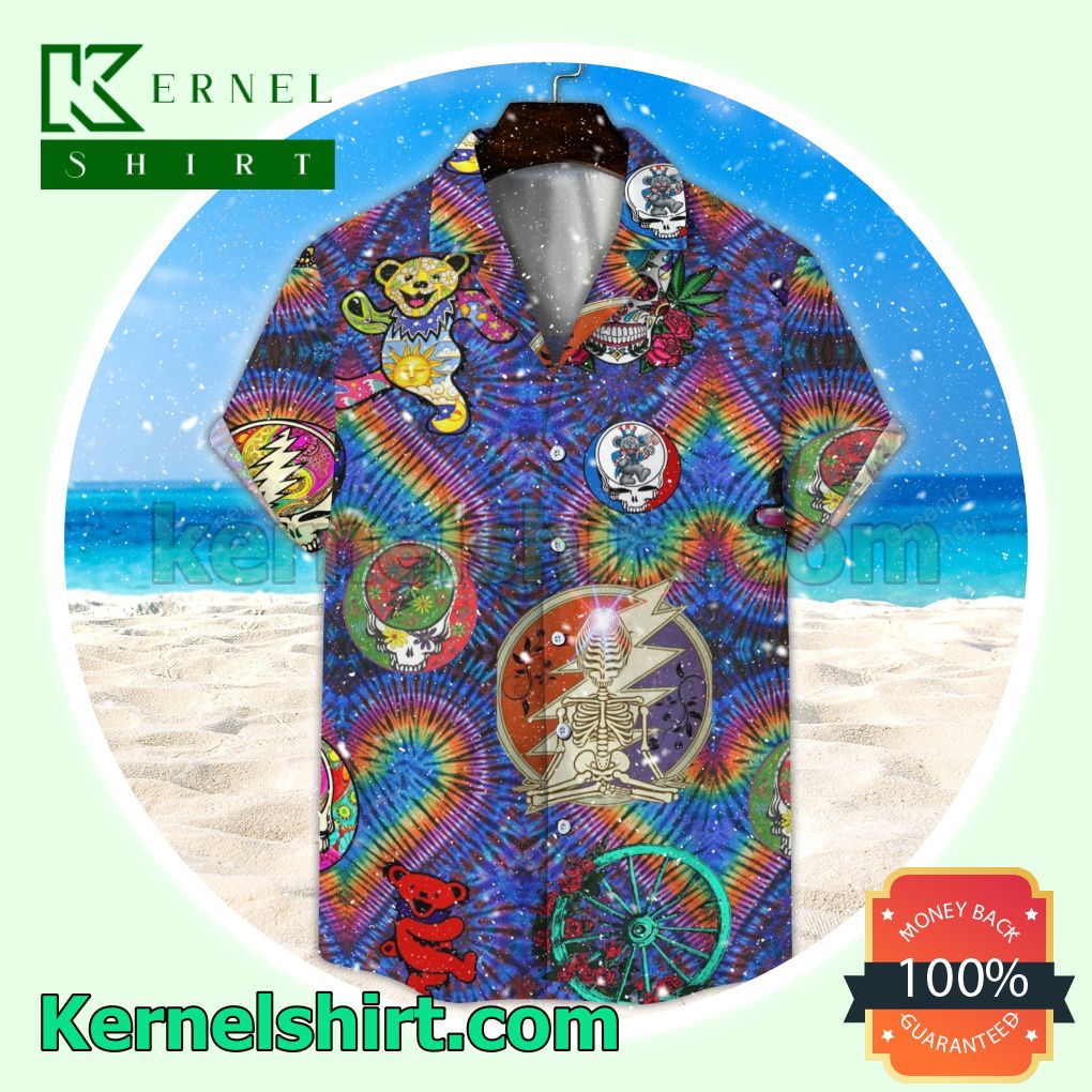 Grateful Dead Heart Tiedye Unisex Aloha Beach Hawaiian Shirt