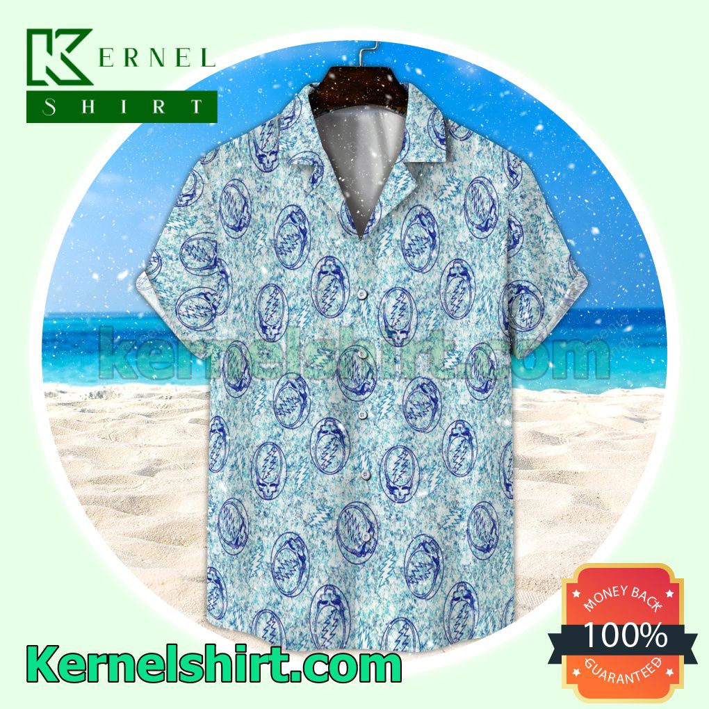 Grateful Dead Seamless Pattern Blue Aloha Beach Hawaiian Shirt