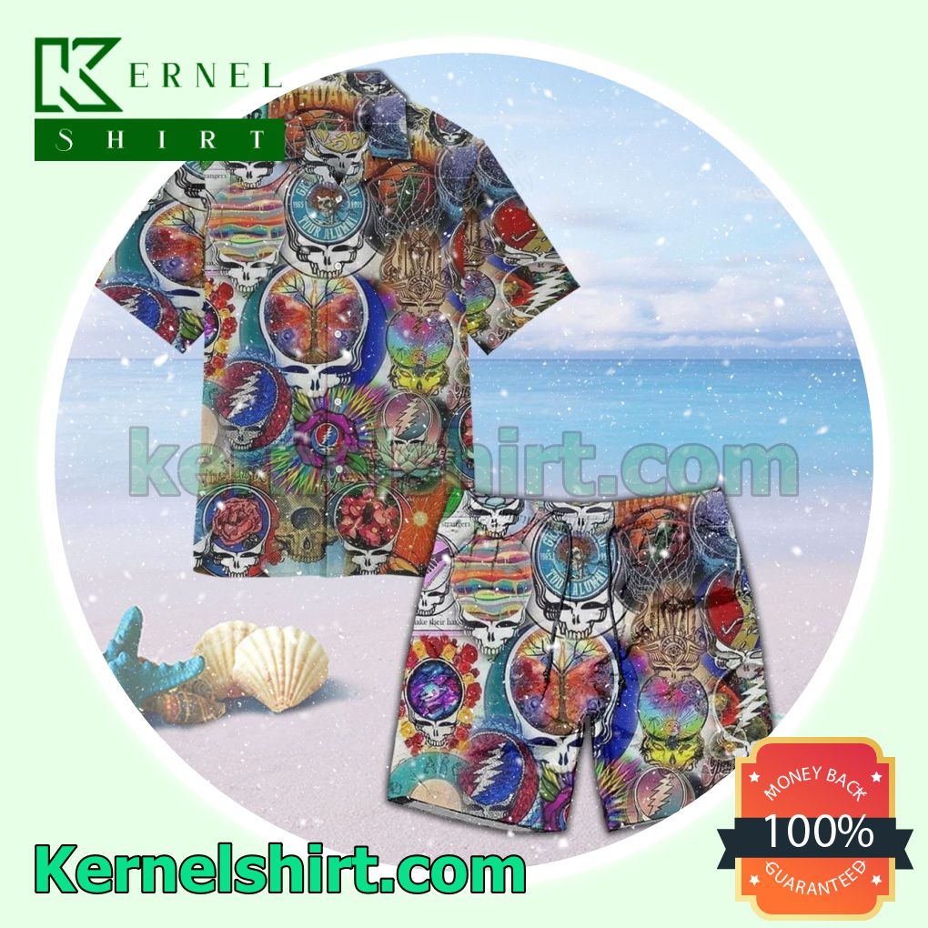 Grateful Dead Skulls Unisex Aloha Beach Hawaiian Shirt