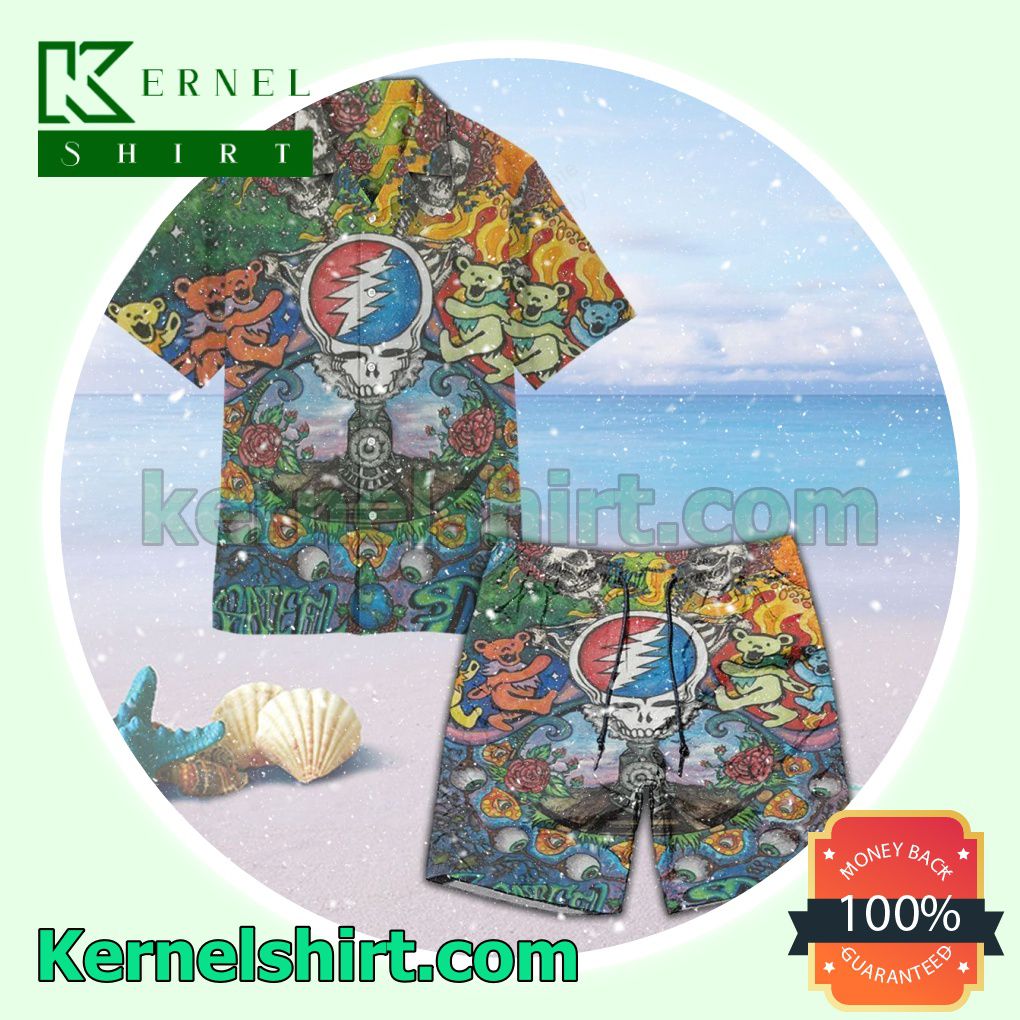 Grateful Dead Symbols Colorful Aloha Beach Hawaiian Shirt