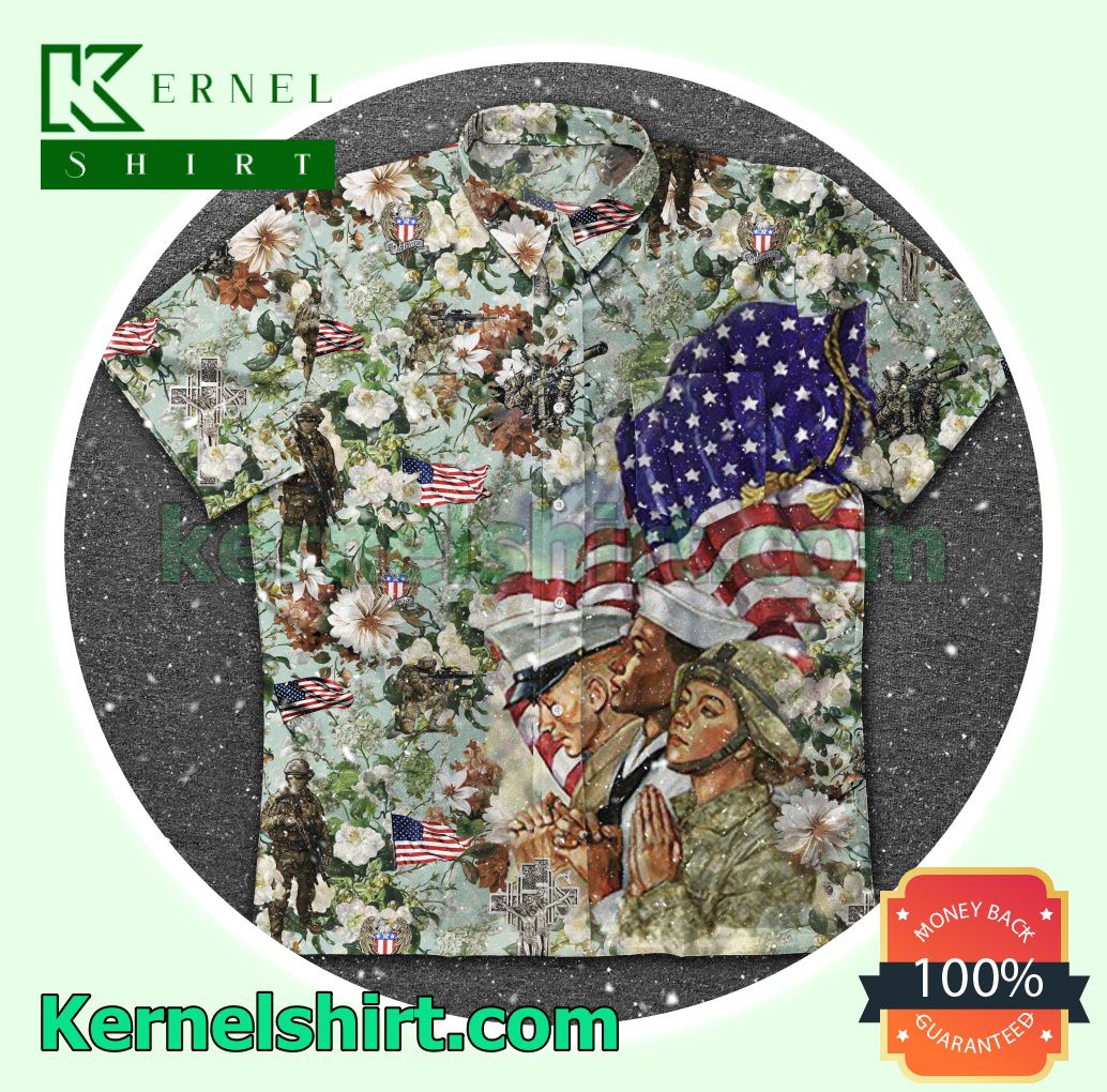 Grateful Veteran American Flag Flower Beach Shirt