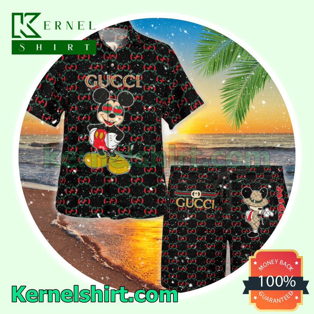Gucci GG Mickey Mouse Luxury Summer Vacation Shirts, Beach Shorts