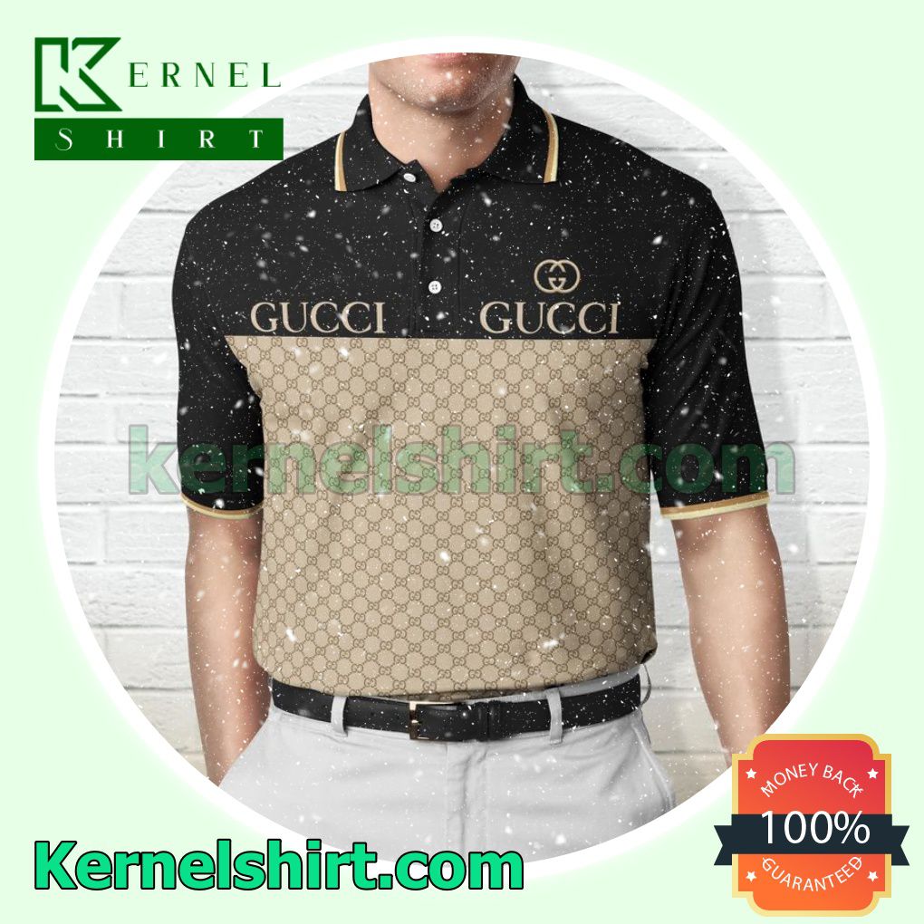 Gucci Mix Black And Beige Golf Polo