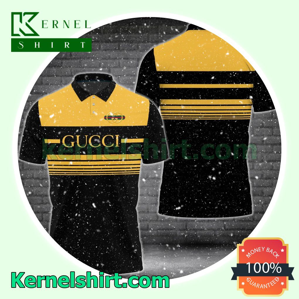 Gucci Mix Black And Yellow Golf Polo