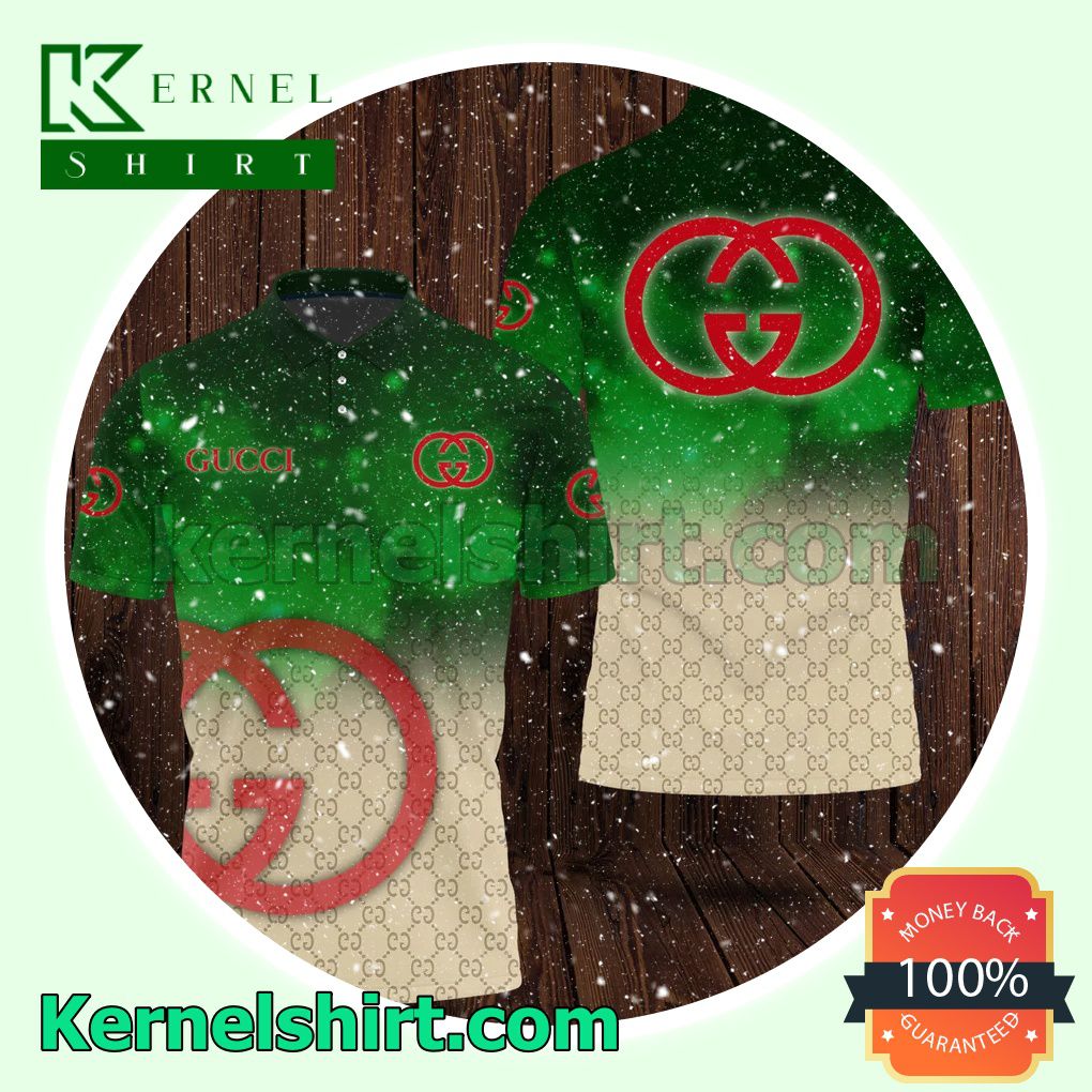 Gucci Red Logo Green Magic Particles Golf Polo
