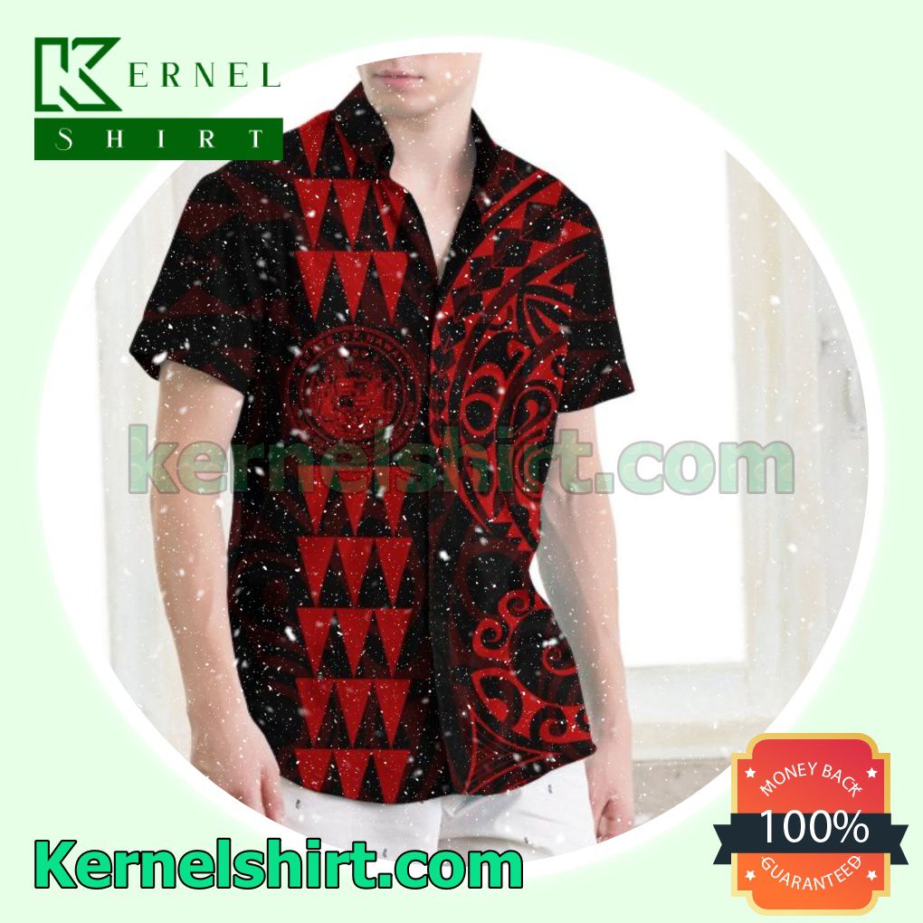 Hawaii Coat Of Arms Red Beach Shirts