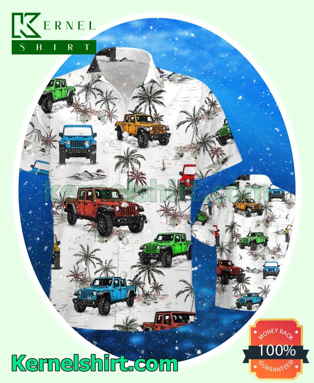 Hawaii Jeep White Aloha Beach Hawaiian Shirt