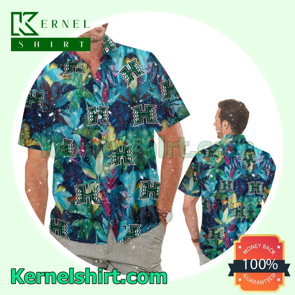 Hawaii Rainbow Warriors Floral Tropical Summer Hawaiian Shirt