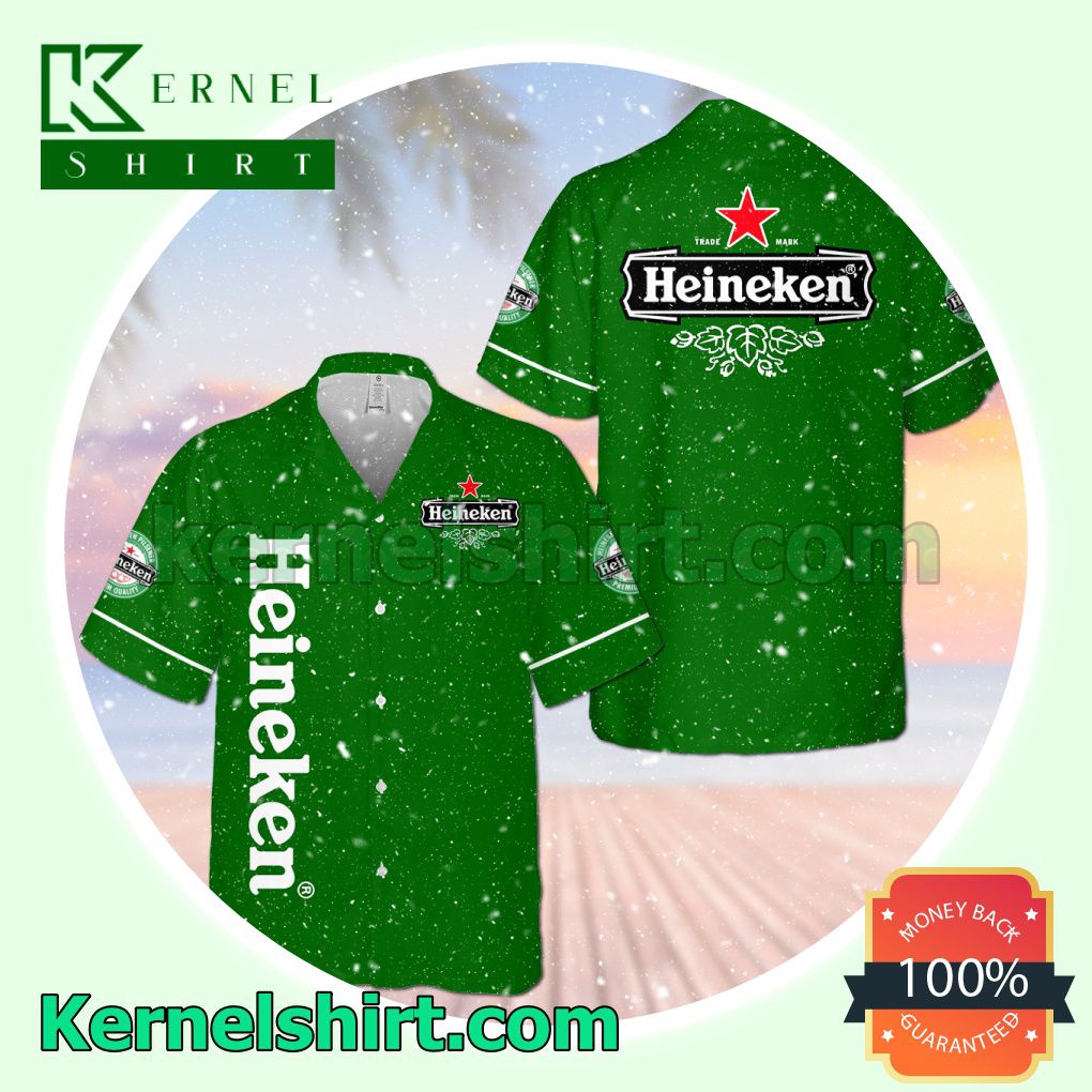 Heineken Beer Green Aloha Beach Hawaiian Shirt
