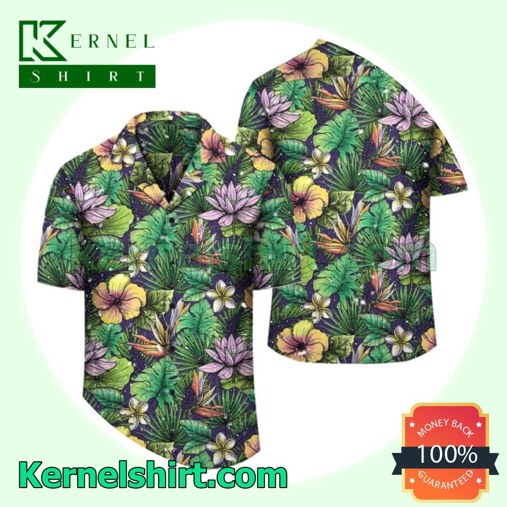 Hibiscus And Plumeria Lotus Flower Beach Shirts