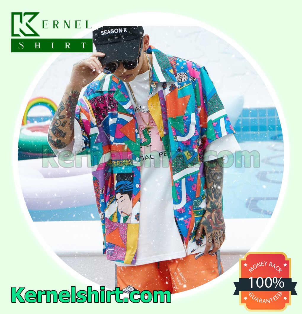 Hip Hop Japanese Ukiyo E Colorful Beach Shirts