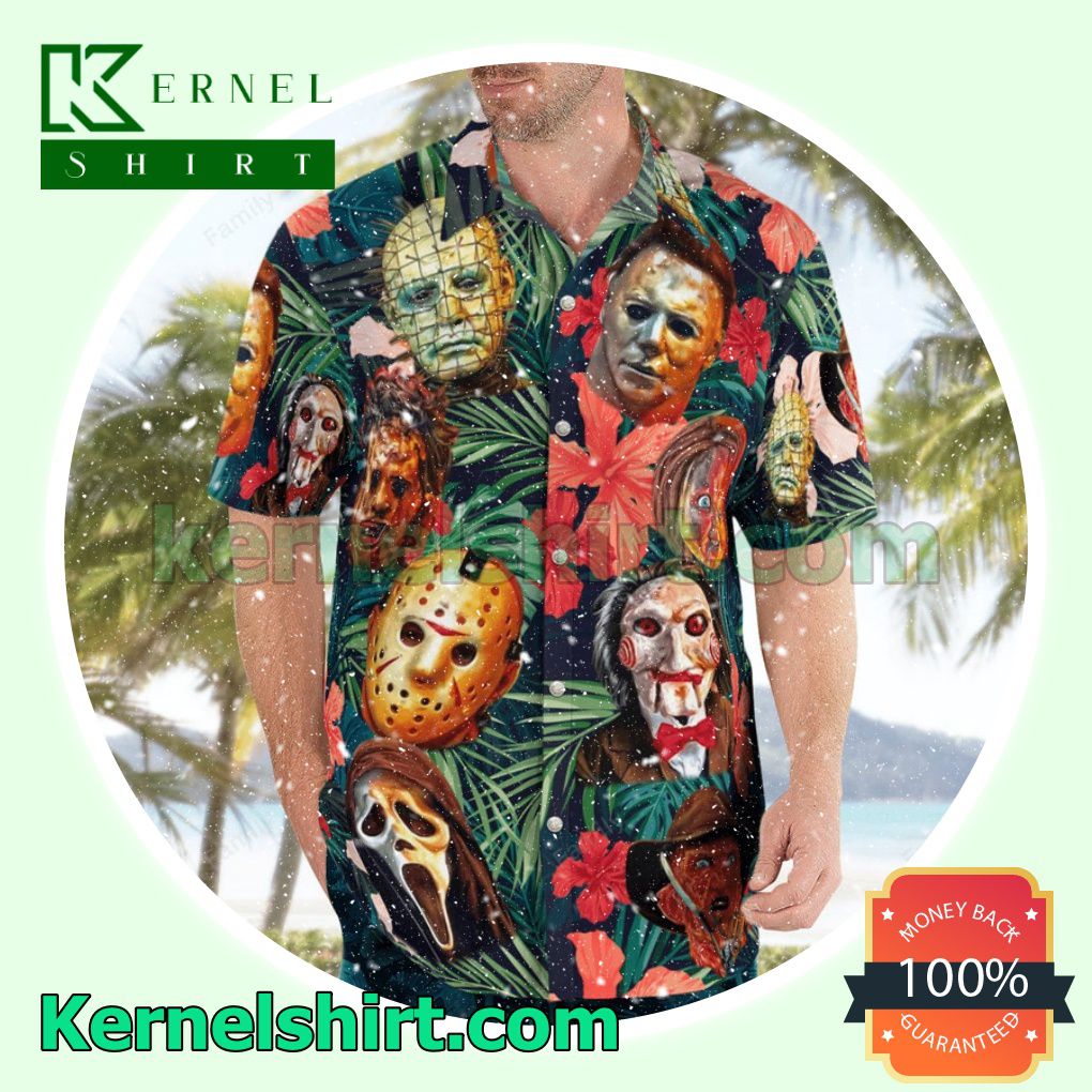 Horror Movie Characters Friday The 13th Hibicus Aloha Beach Hawaiian Shirt
