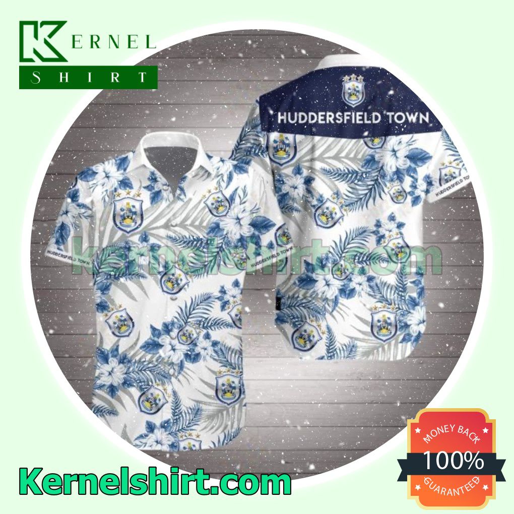 Huddersfield Town Blue Tropical Floral White Beach Shirts