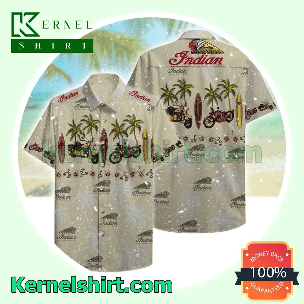 Indian Motorcycle Beach Pattern Beach Shirt