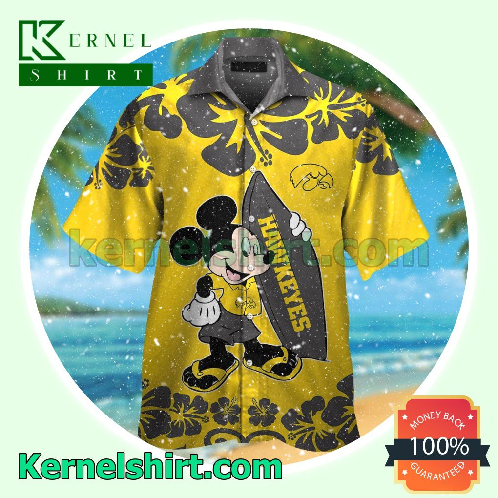 Iowa Hawkeyes & Mickey Mouse Summer Hawaiian Shirt