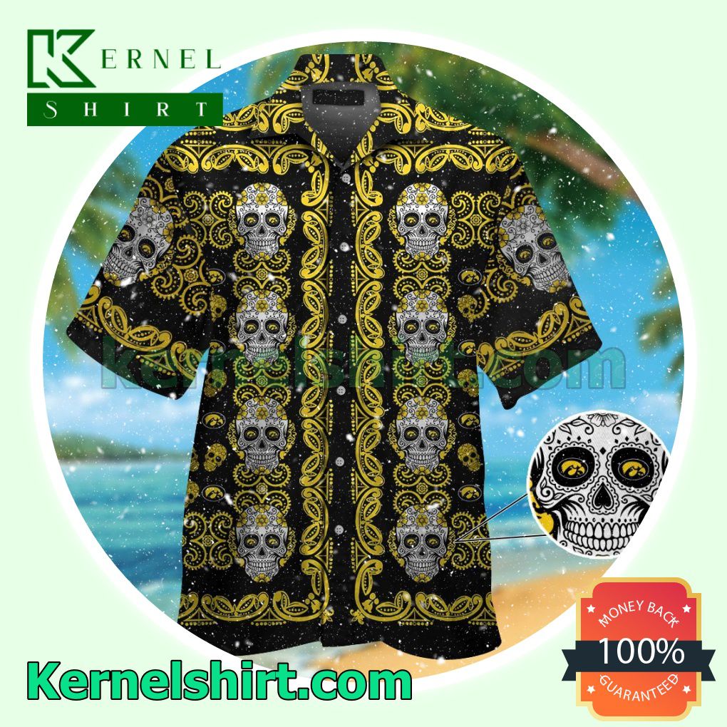 Iowa Hawkeyes Skull Summer Hawaiian Shirt