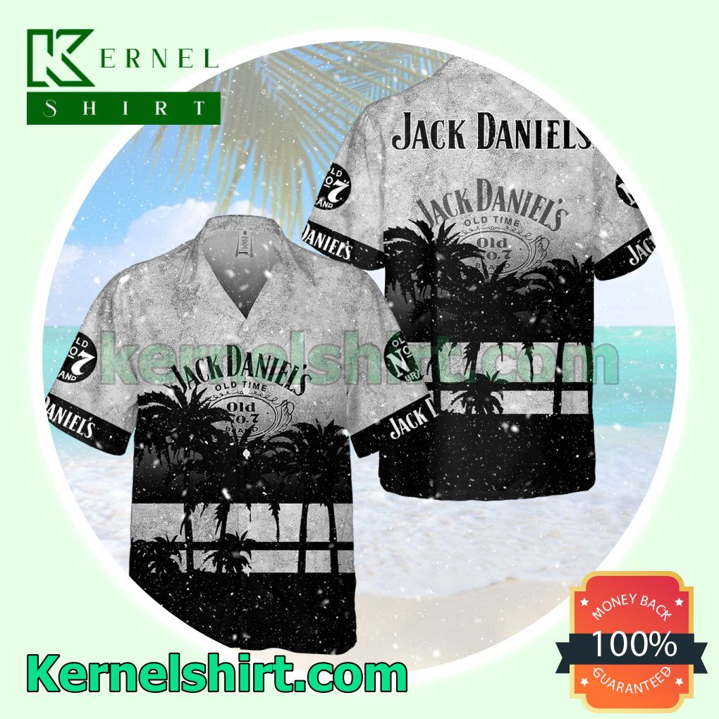 Jack Daniel's Old Number 7 Gray Aloha Beach Hawaiian Shirt