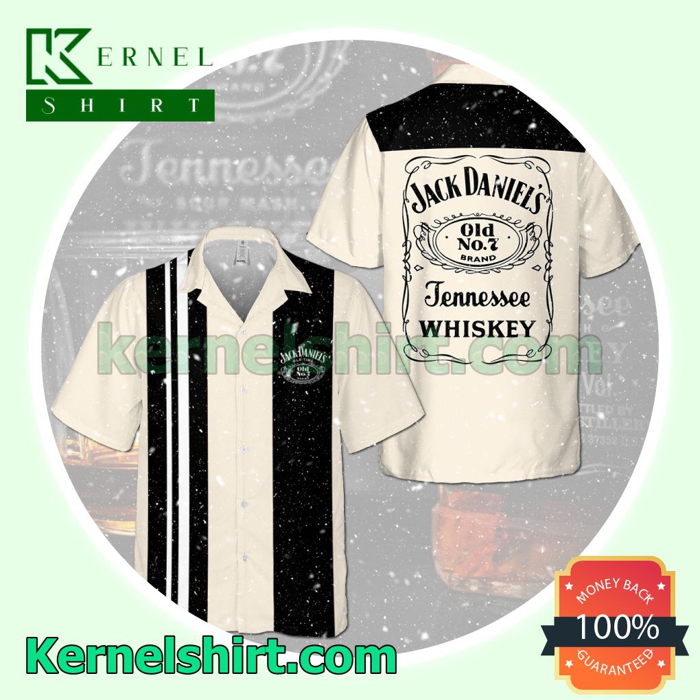 Jack Daniel's Tennessee Whiskey Beige Aloha Beach Hawaiian Shirt