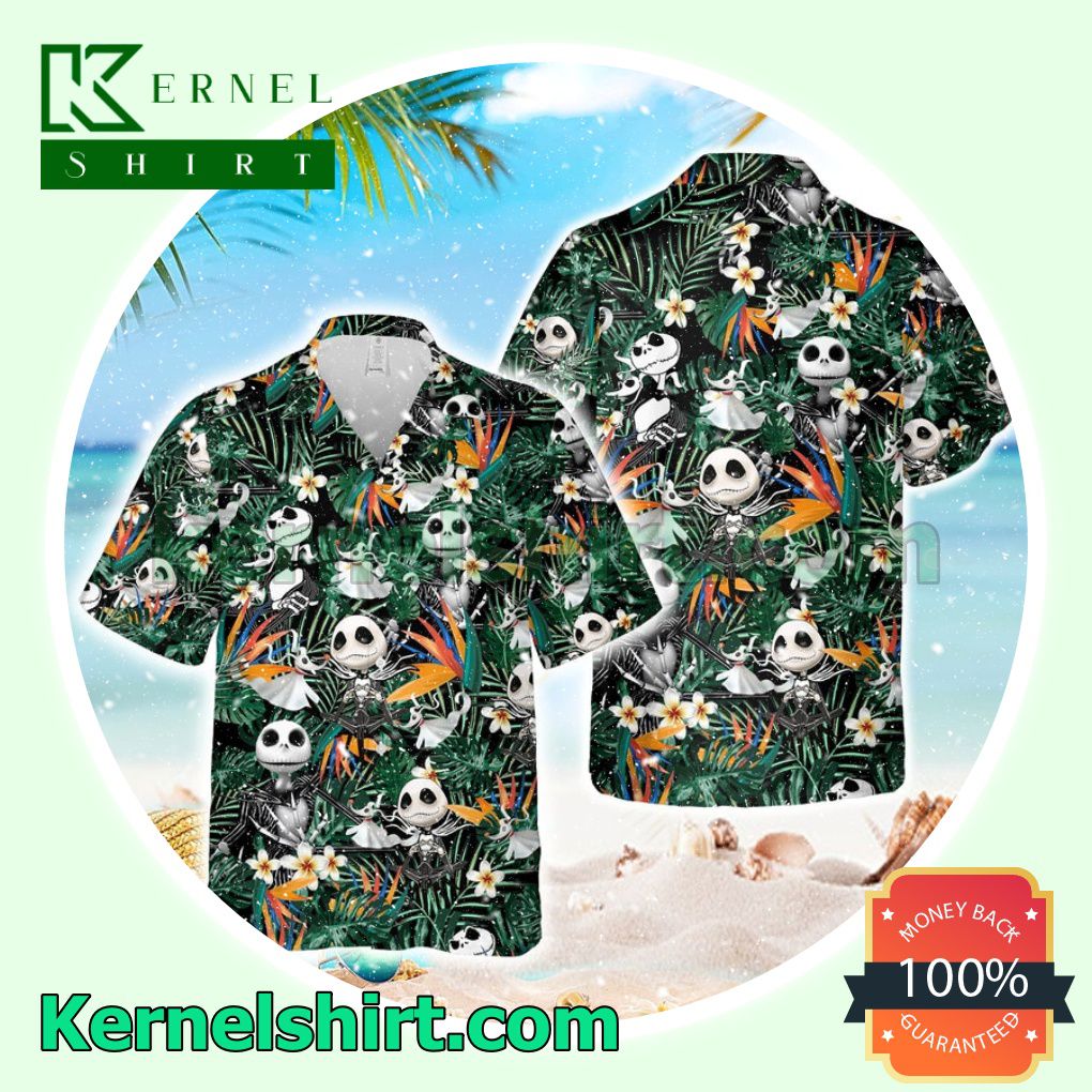 Jack Skellington The Nightmare Before Christmas Tropical Forest Aloha Beach Hawaiian Shirt