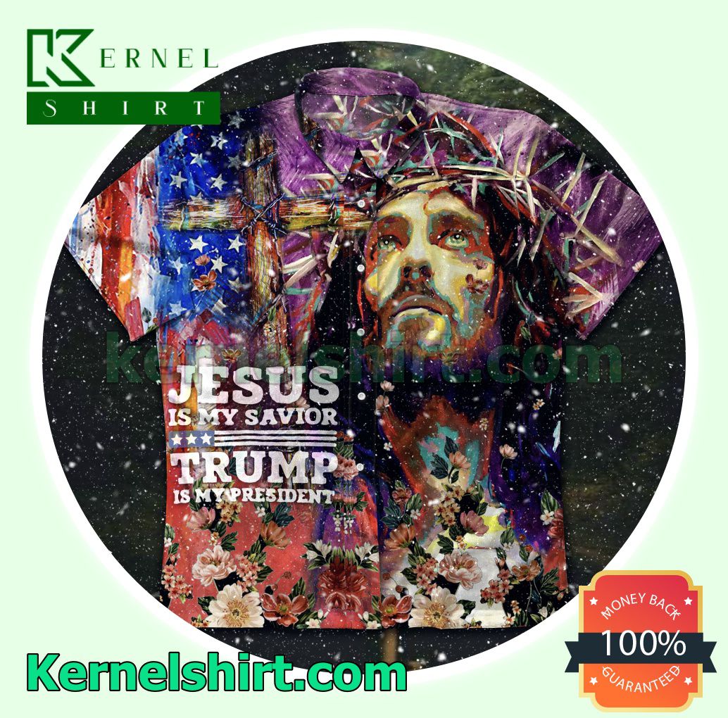 Jesus Is My Savior Trump Is My President Beach Shirts